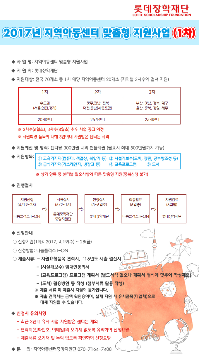 2017년 롯데장학재단 지역아동센터 맞춤형 지원사업 (1차)